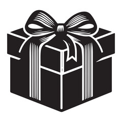 Wrapped Gift Box Silhouette Illustration Symbolizing Celebrations and Generosity