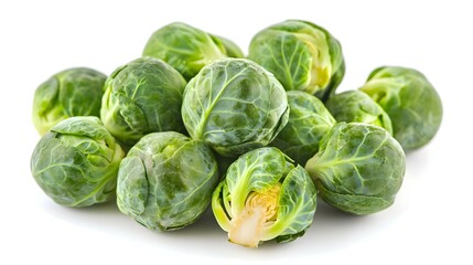Fototapeta premium Pile of Brussels Sprouts isolated on white background