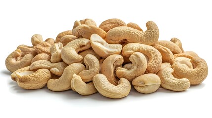 Fototapeta premium Pile of cashew nuts isolated on white background