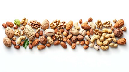 Assorted Nuts Isolated on White Background