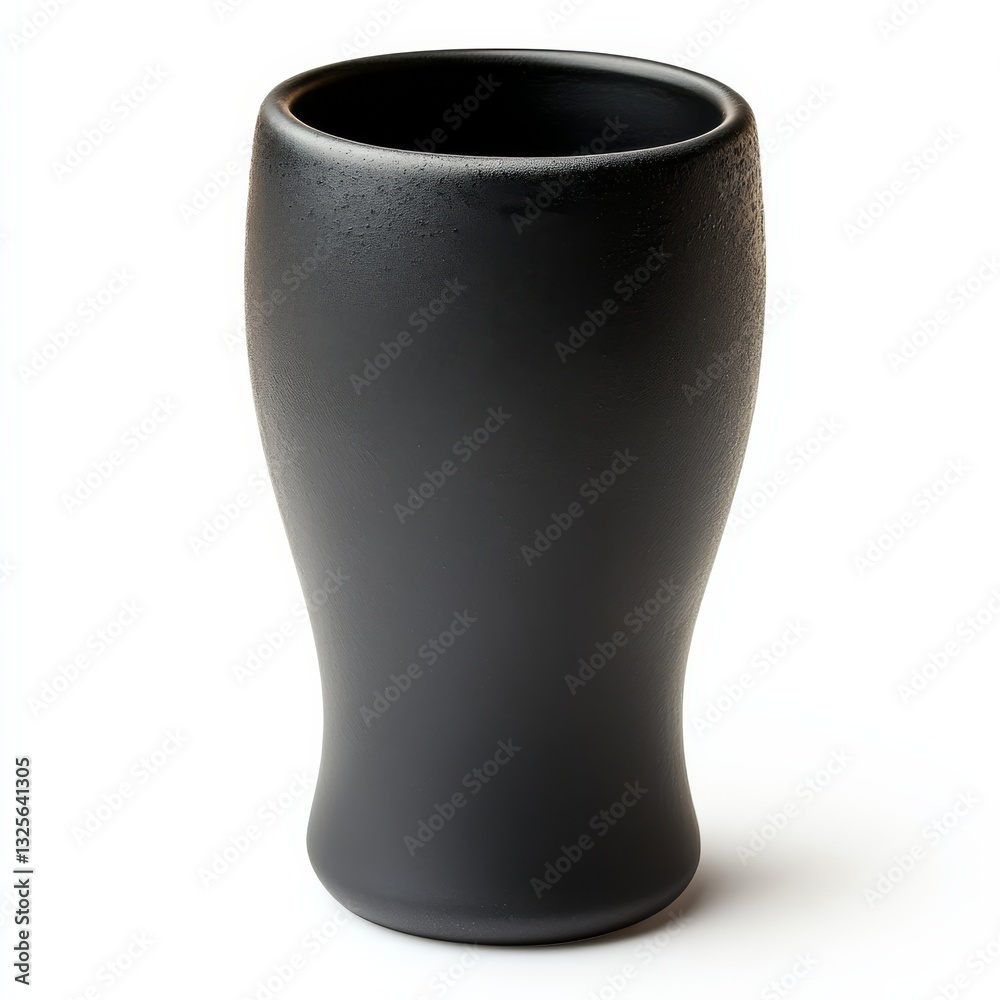 Poster elegant dark ceramic vase with smooth texture and sculptural form on a white background