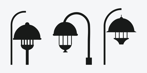 Street lights silhouette design. Street light Silhouette. Lanterns Light.