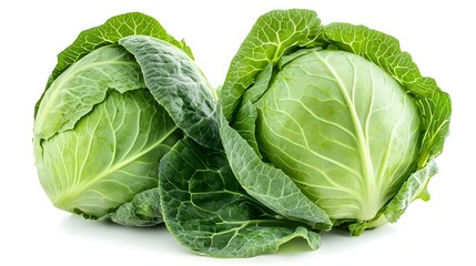 Obraz premium Two Cabbages isolated on white background