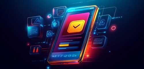 push notification marketing icon with a smartphone alert and interactive UI elements