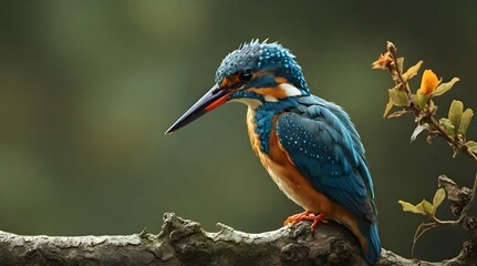 Fototapeta premium a kingfisher bird perched on trees.generative.ai