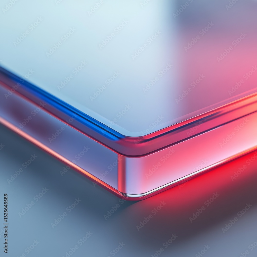 Poster sleek and modern: an abstract close-up featuring smooth edges, vivid colors, and reflections of ligh