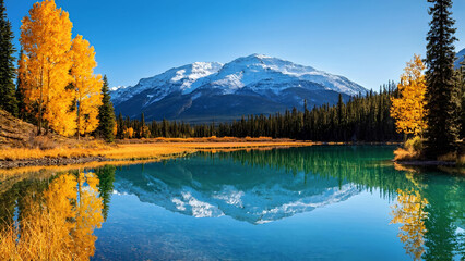 Obraz premium A breathtaking view of Banff National Park in autumn