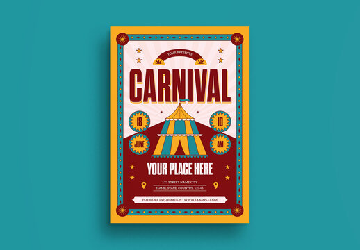 Yellow Red Vintage Aesthetic Carnival Flyer