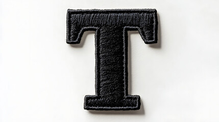 Minimalist Black and White Letter T Embroidered Patch Mockup.  AI image