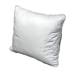 Obraz premium Isolated white cushion with frilled border on a plain background. Household Objects and Everyday Items Concept