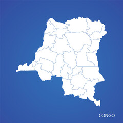 Congo map line per area white design 