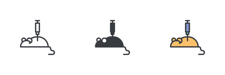 Mouse with a syringe injection different style icon set