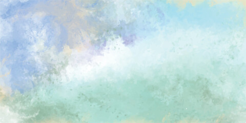 Clouds and sky watercolor vector hand drawn vector illustration. Abstract blue winter watercolor background. Sky pattern with snow. Light blue watercolour paper texture background. 
