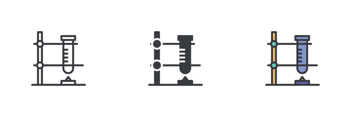Test tube held by a laboratory stand different style icon set