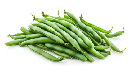 Obraz premium Fresh Green Beans on White Background