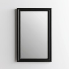 Elegant Black-Framed Mirror Against a Plain White Wall