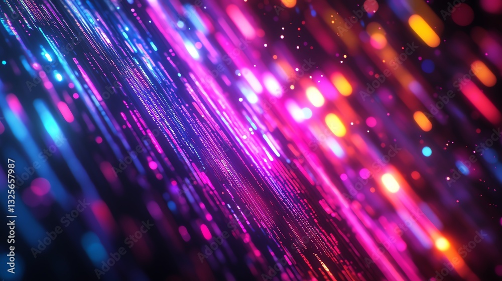 Poster closeup of colorful code on a computer screen, blurred background, generative ai programming concept