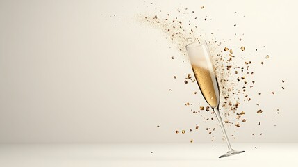 Champagne Celebration! A sparkling glass of champagne with golden confetti, perfect for toasting to special occasions.