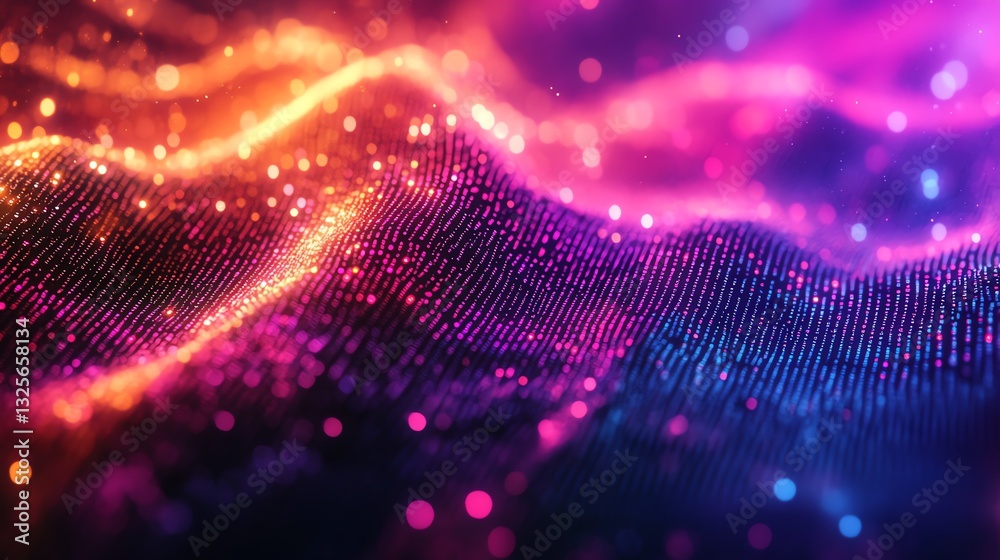 Poster closeup of colorful computer code on a monitor, blurred background, depicting programming concept, g