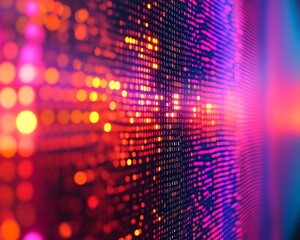 Closeup of vibrant computer code on a screen, blurred background, generative AI concept, digital programming, glowing code lines, modern tech design, AIdriven innovation