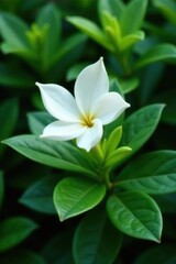 Delicate jasmine petals unfolding in lush greenery, plant, botanical