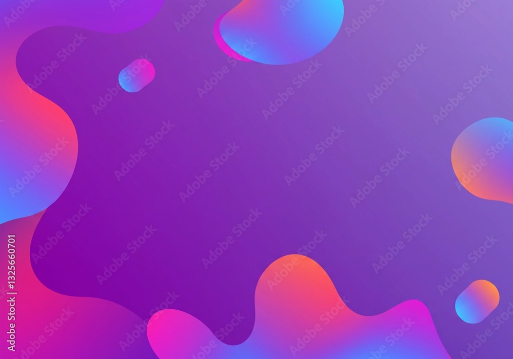 Wall mural a colorful gradient background with geometric elements surrounds a purple blob shape in this modern 