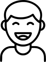 	Laughing face man in outline icon style, emotions and expressions theme.