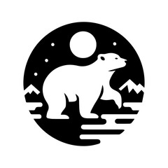Polar bear on a branch & vector illustration of a bear