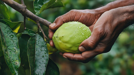Farmer Harvesting Fresh Guava in India – Organic Tropical Fruit Cultivation