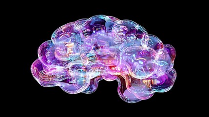 Abstract digital brain with glowing circuits.