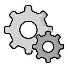 Gear system with a smaller cog representing system settings, configuration management, process optimization, and technical adjustments