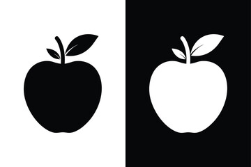 Apple Fruit Icon. Sleek Black & White Silhouette for Digital Design