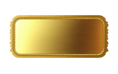 Golden ticket on transparent background representing vip access or winning