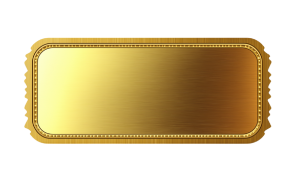 Golden ticket on transparent background representing vip access or winning