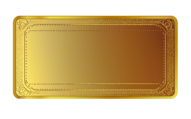 Golden ticket on transparent background representing vip access or winning