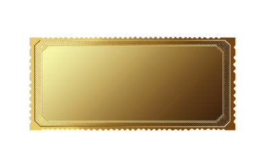 Golden ticket on transparent background representing vip access or winning
