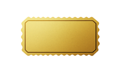 Golden ticket on transparent background representing vip access or winning