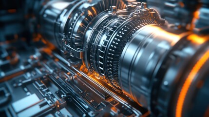 Fototapeta premium Detailed close-up of high-tech engine components