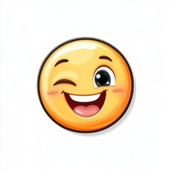 Fototapeta premium Winking, joyful emoticon face