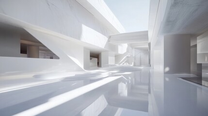 Naklejka premium Modern Minimalist Architecture with Bright Open Space and Light