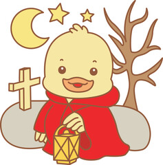 Cute Duck Halloween vector icon. Funny baby Duck animal series Halloween illustration.Cute Duck Halloween vector icon. Funny baby Duck animal series Halloween illustration.