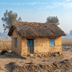 Mud Brick House Rural Fields Abandoned high resolution hd picture
