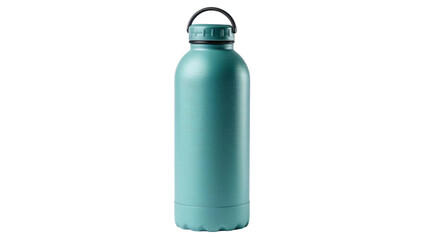 Light blue reusable water bottle isolated on transparent background