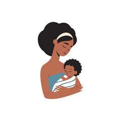 Mother with baby in arms vector icon.