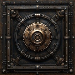 Steampunk Metal Gear Panel Design, Intricate Clockwork
