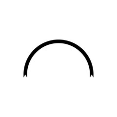 Semicircular ribbon banner. Vector illustration. Semi circle curved long thin banner.