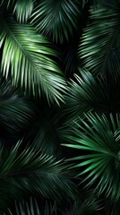 A stunning close-up of a green leaf with palms in the background.