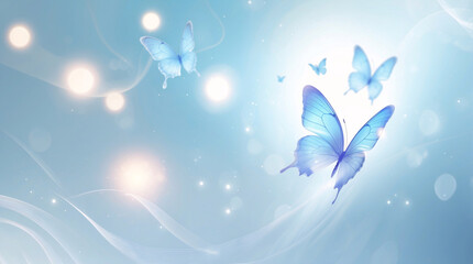 Ethereal Blue Butterfly Gliding Over the Sparkling Bluish Golden Abstract Background Dreamy Flight Escape abstract wallpaper inspiration