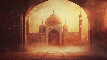 Experience the timeless elegance of vintage textures paired with traditional Islamic motifs.