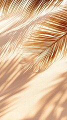 Obraz premium Vibrant tropical beach scene featuring palm leaf silhouettes.